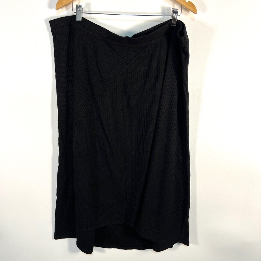 NIC+ZOE Black‎ Ribbed Knit Midi Skirt Plus Size 2X Stitch Fix NWT